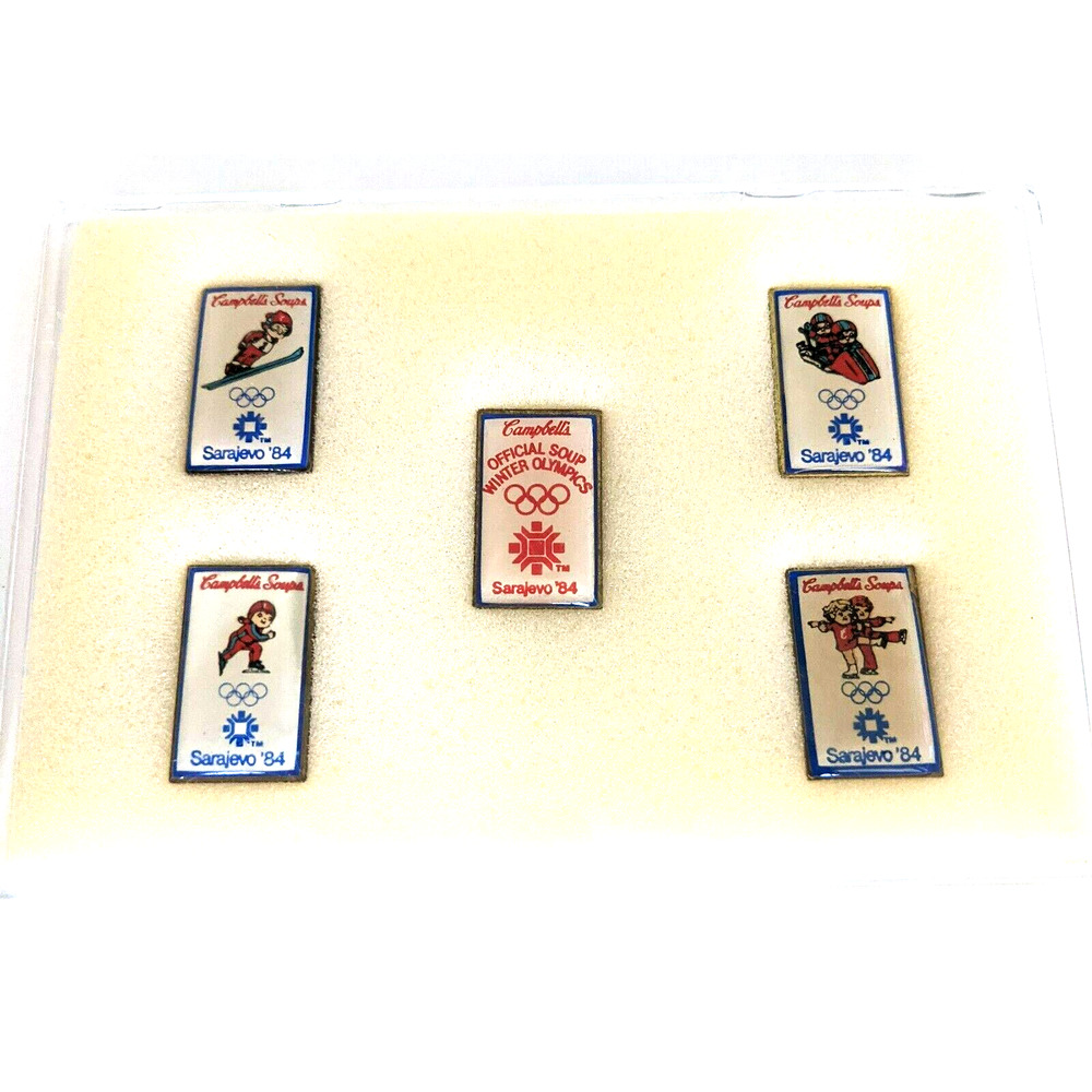 Vintage 1984 Sarajevo Winter Olympic Games CAMPBELL'S SOUPS 5 Pin Set